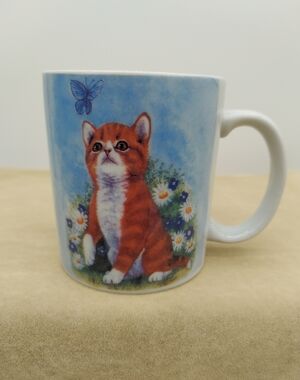Vintage Orange Cat Coffee Cup Mug